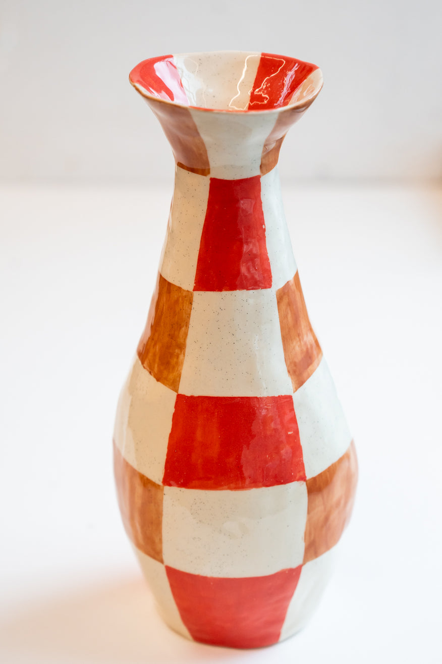 JS Ceramics Tall Vase, Ltd Edition Hand-Painted