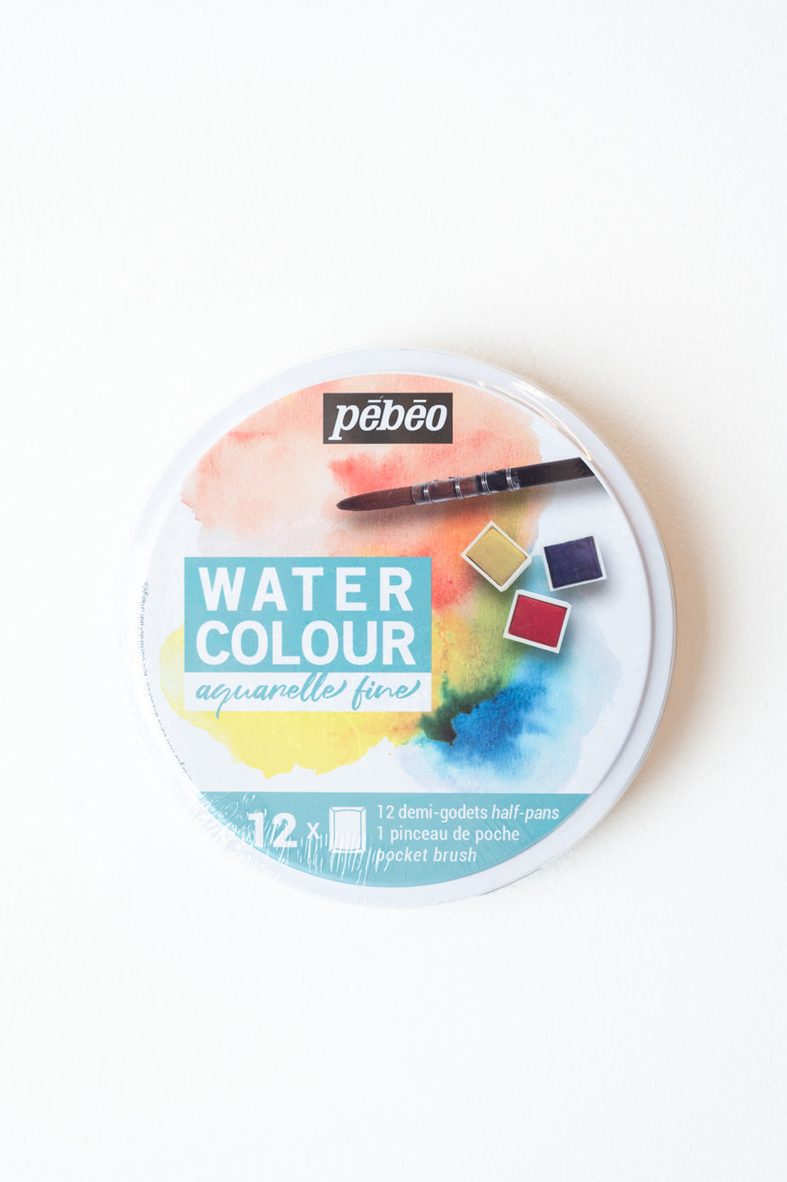 Pebeo Watercolour Round Metal Box 12 Half Pans