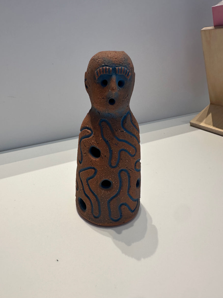 John Roy Bottle Man Terracotta and blue