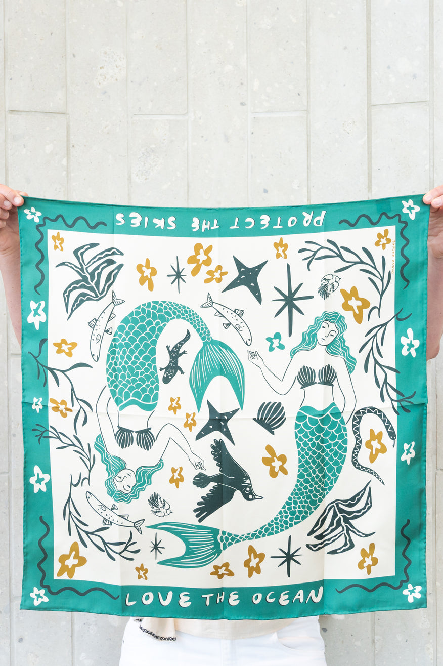 Dy Rogers Silk Scarf Green