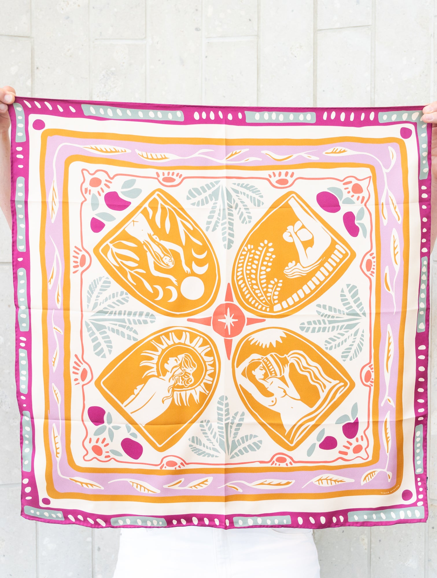 Dy Rogers Silk Scarf Gold