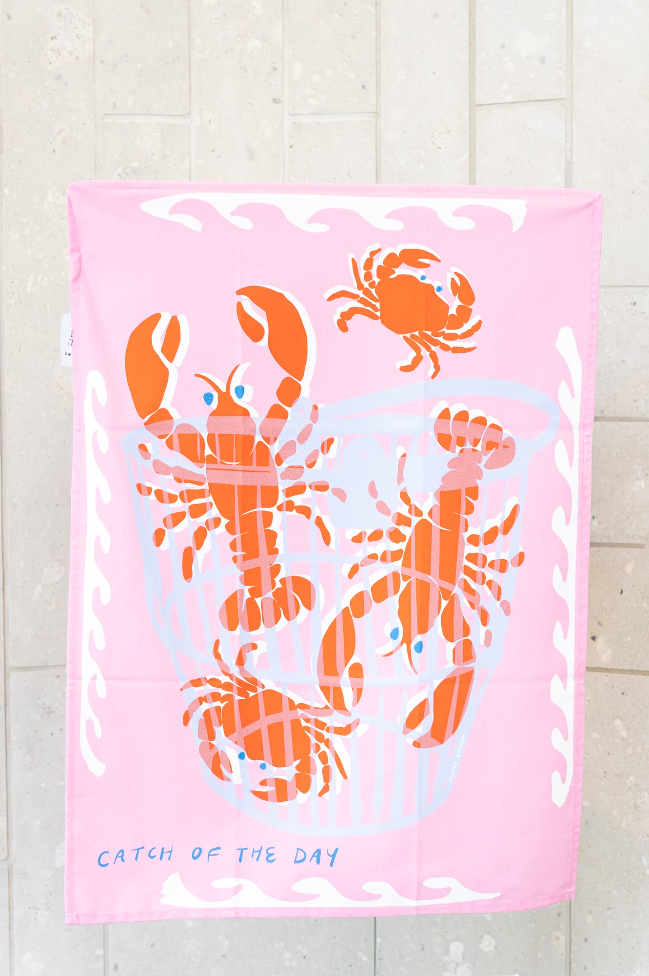 Dy Rogers Tea Towel Lobsters and Crabs