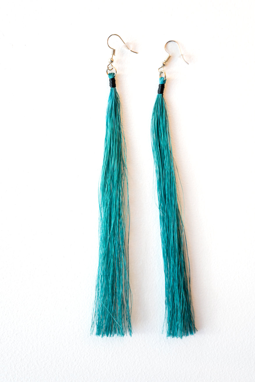 Shona Tawhiao Teal Green Muka Earrings