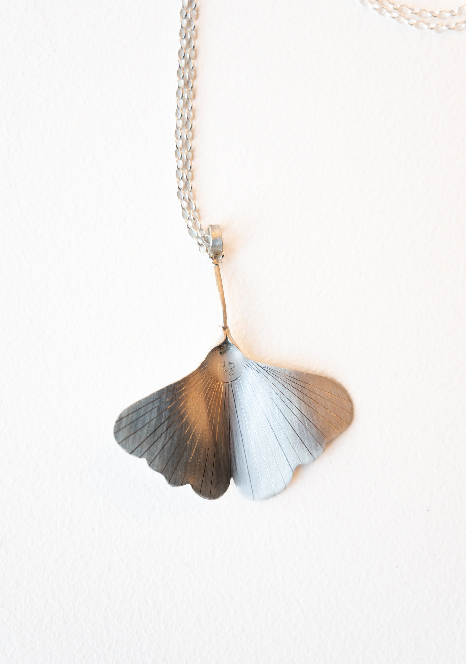 Ruth Baird Gingko Pendant, Stg Silver