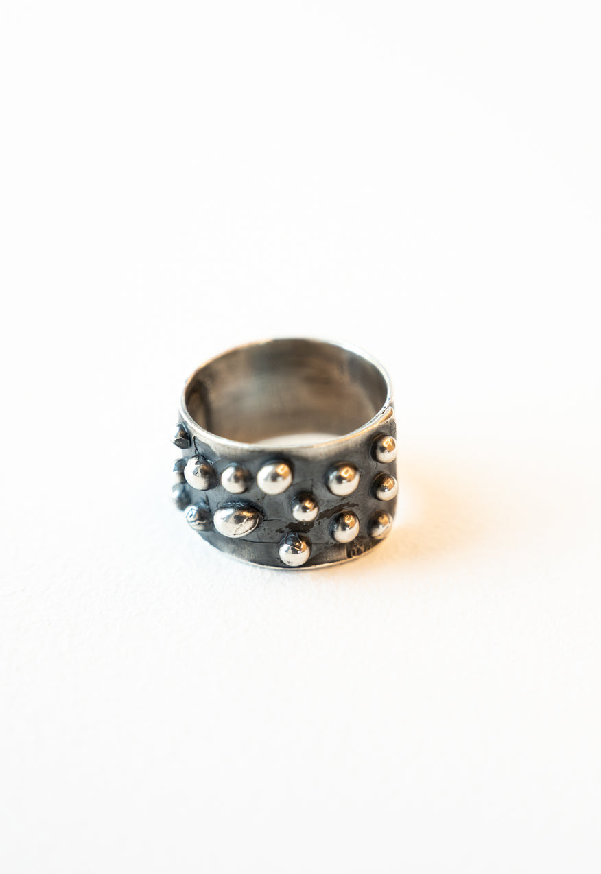 Arlene Foster Sterling Silver Wax Oxidised Knobbly Band