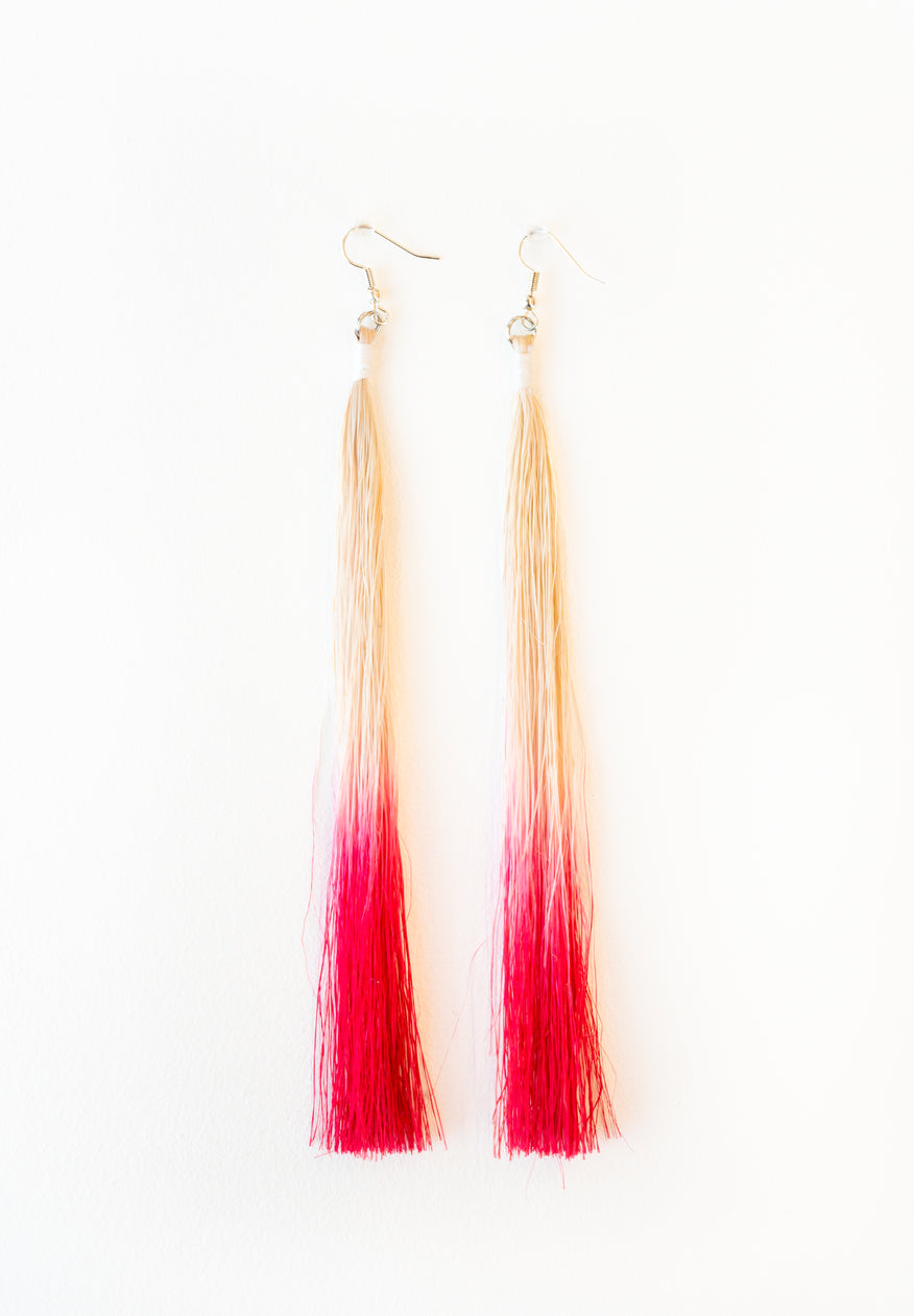 Shona Tawhiao Earrings Pink and Natural Muka